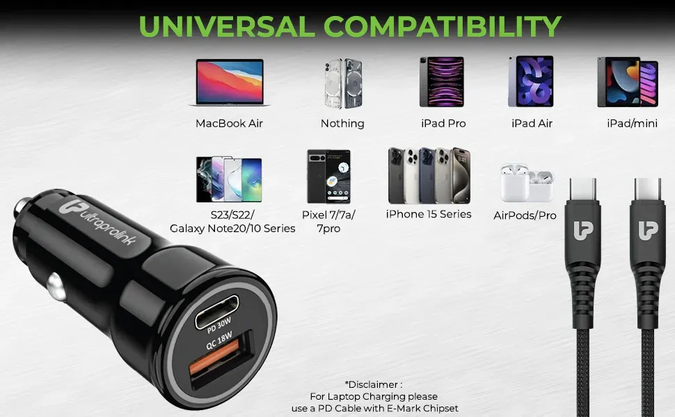 UltraProlink Mach 48 PD/QC3.0/PPS Car Charger (48W) with 1m C2C Cable (UM1157C) overview 4