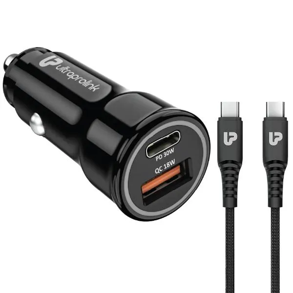 UltraProlink Mach 48 PD/QC3.0/PPS Car Charger (48W) with 1m C2C Cable (UM1157C)
