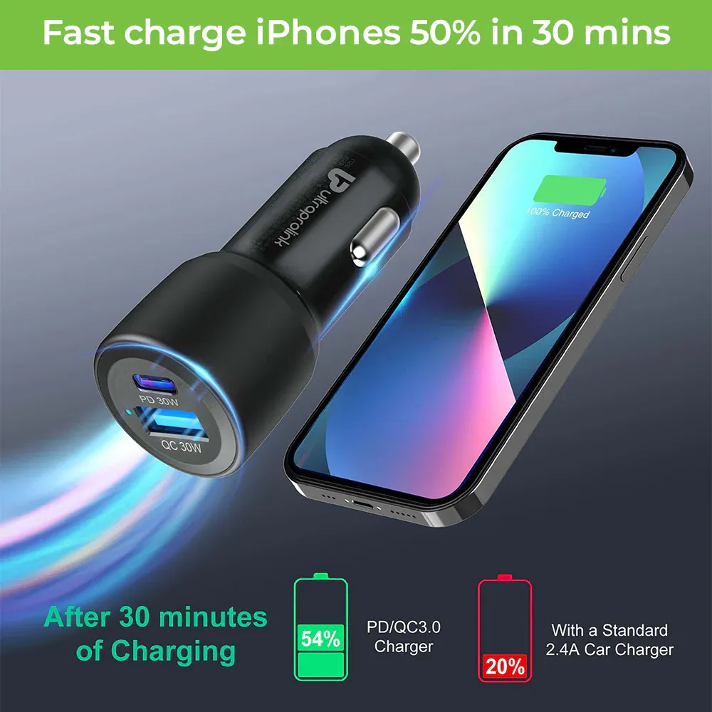 UltraProlink Mach 60 PD/QC3.0/PPS Car Charger with C2C Cable (60W) UM1158 overview 5