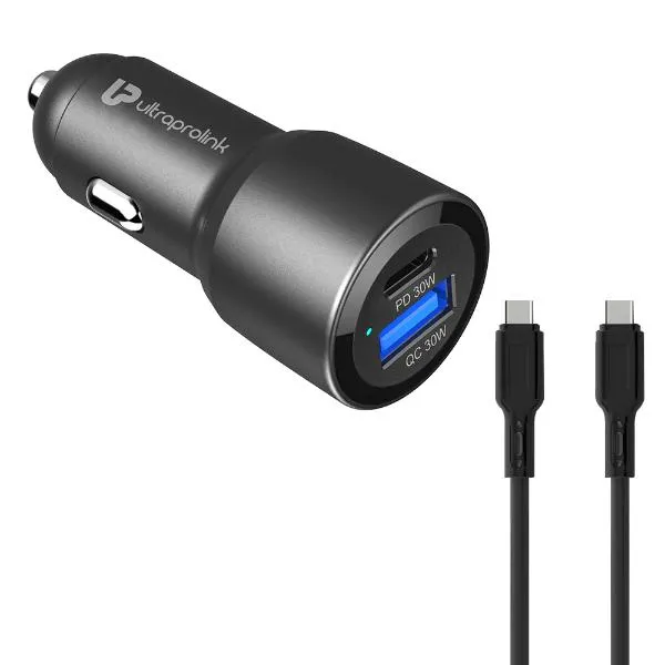 UltraProlink Mach 60 PD/QC3.0/PPS Car Charger with C2C Cable (60W) UM1158