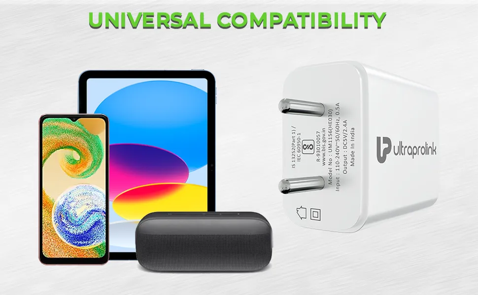 UltraProlink UM1156 2.4A/12W Dual USB Fast Charging Wall Charger/USB Travel Adapter| Boost12 |1m Micro USB Charging Cable | iPhone 15/14/13/12, Galaxy Series, Nothing Phone, Pixel Series UM1156 overview 4