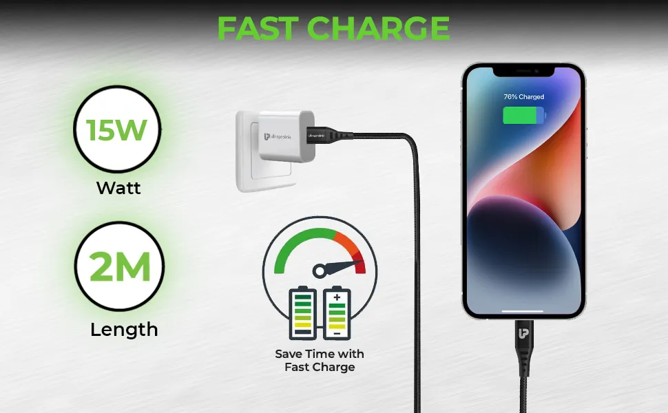UltraProlink Zoom L USB-A to Lightning -3A/15W Fast Charging Cable (UL1068BLK-0200) overview 3