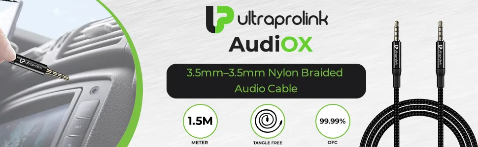 Ultraprolink AudioOX 3.5mm–3.5mm Nylon Braided Audio Cable 1.5m overview 1