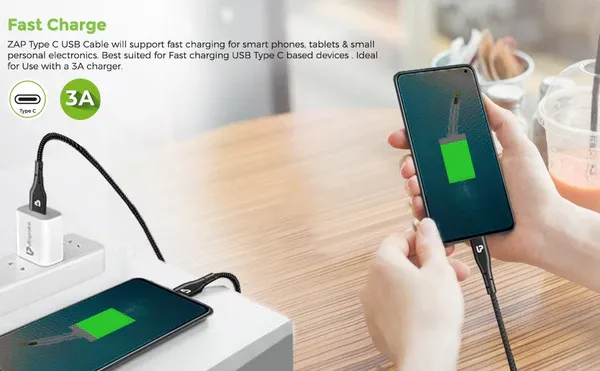 Ultraprolink Zap+ Type C Cable Fast charging UL1070BLK overview 2