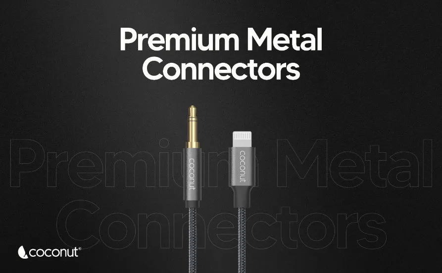 coconut AX12 Lightning to 3.5mm AUX Audio 1M Cable,6 Months Warranty Lightning to 3.5mm AUX Audio, Nylon Braided overview 4