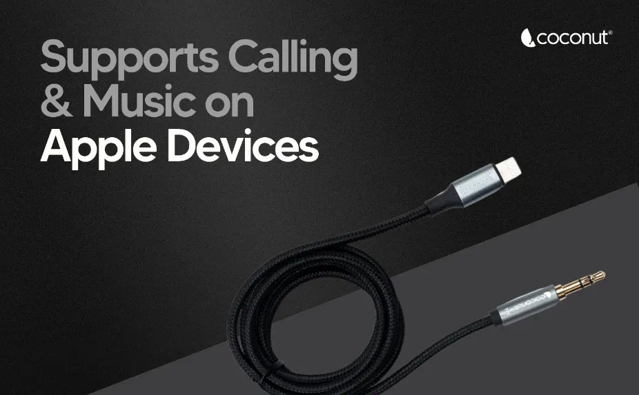 coconut AX12 Lightning to 3.5mm AUX Audio 1M Cable,6 Months Warranty Lightning to 3.5mm AUX Audio, Nylon Braided overview 5