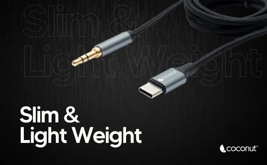 coconut AX13 Type C to 3.5mm AUX Audio 1M Cable,6 Months Warranty USB C to 3.5mm AUX Audio, Nylon Braided overview 4