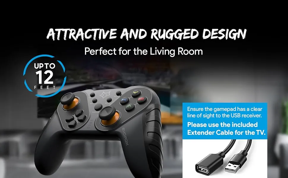 Amkette EvoFox Elite Ops Wireless Gamepad (Charcoal Black) overview 6
