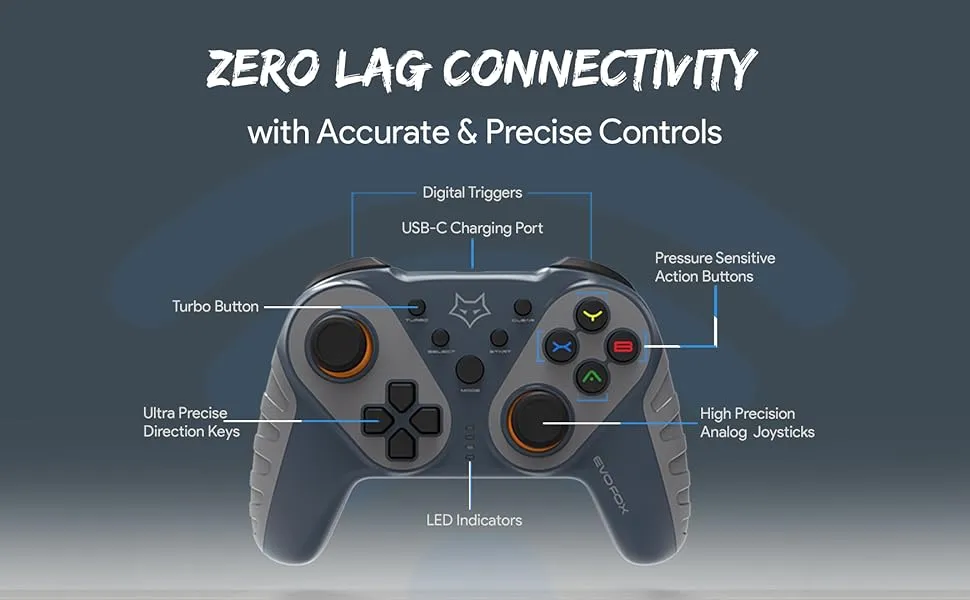 Amkette EvoFox Elite Ops Wireless Gamepad (Dusk Grey)ar overview 4
