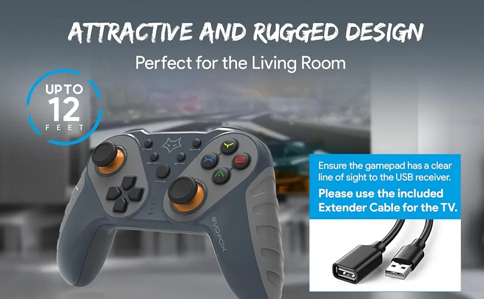 Amkette EvoFox Elite Ops Wireless Gamepad (Dusk Grey)ar overview 6