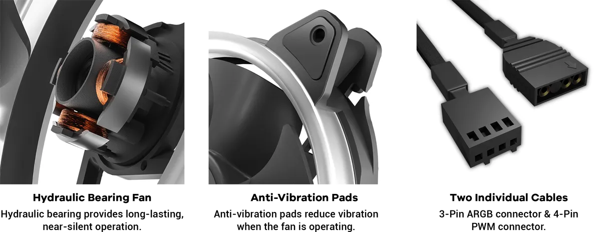 Antec Neon 120mm PWM Triple Case Fan ARGB With Controller overview 2