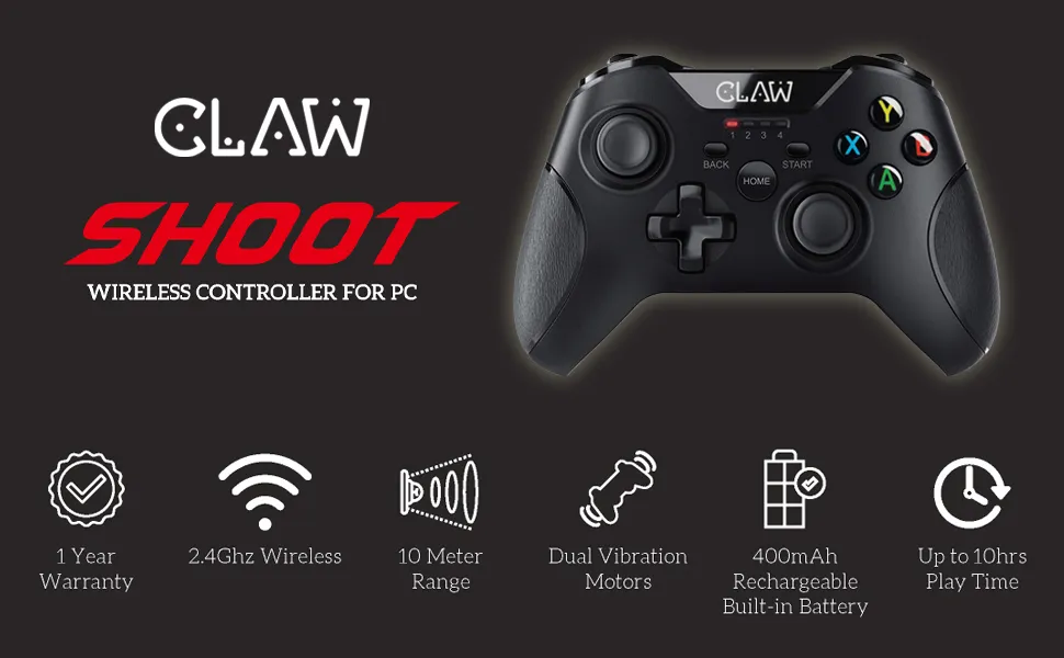 CLAW Shoot Wireless 2.4Ghz USB Gamepad Controller overview 1