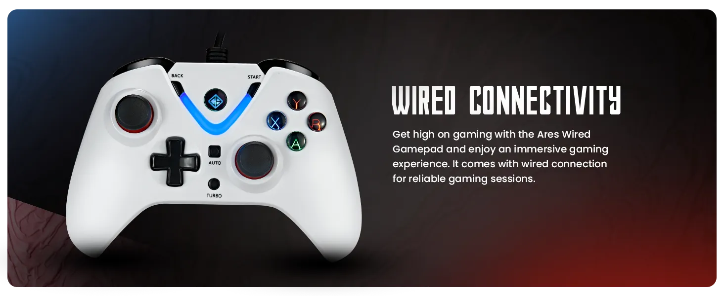 Cosmic Byte ARES Wired Controller for PC, Magnetic Triggers, Accurate Joysticks, Dual Vibration, Backit LED Buttons (White) overview 13