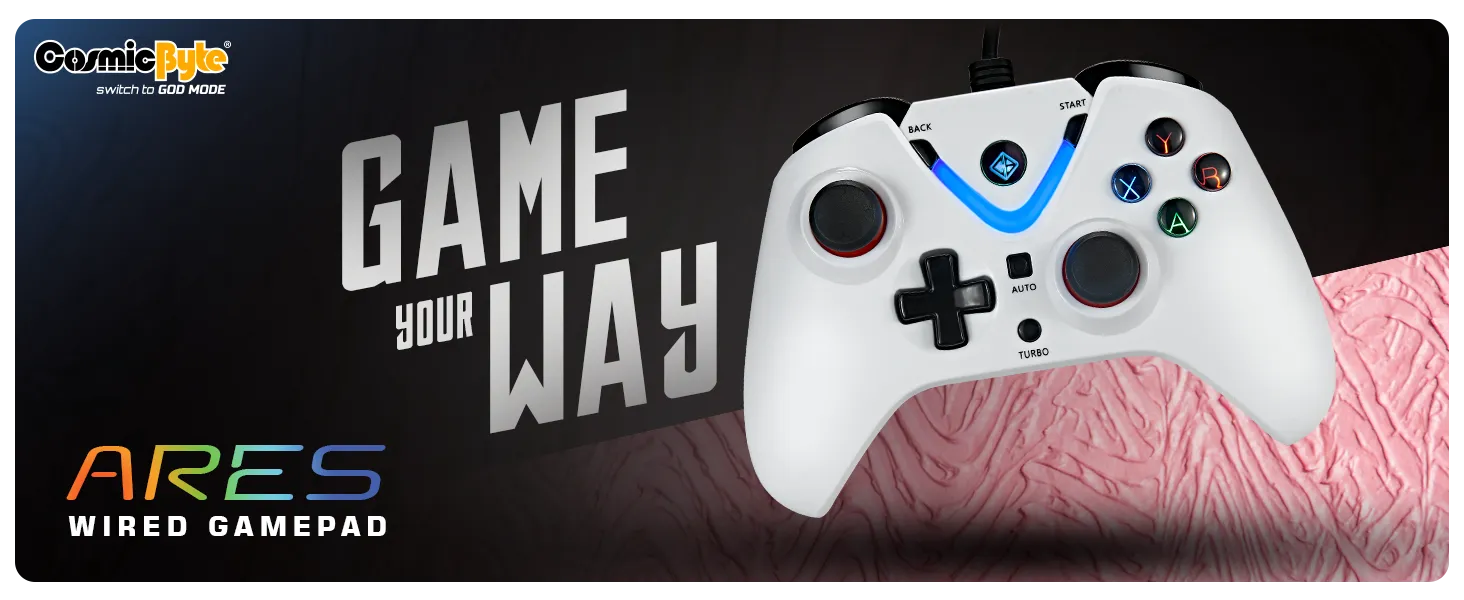 Cosmic Byte ARES Wired Controller for PC, Magnetic Triggers, Accurate Joysticks, Dual Vibration, Backit LED Buttons (White) overview 8