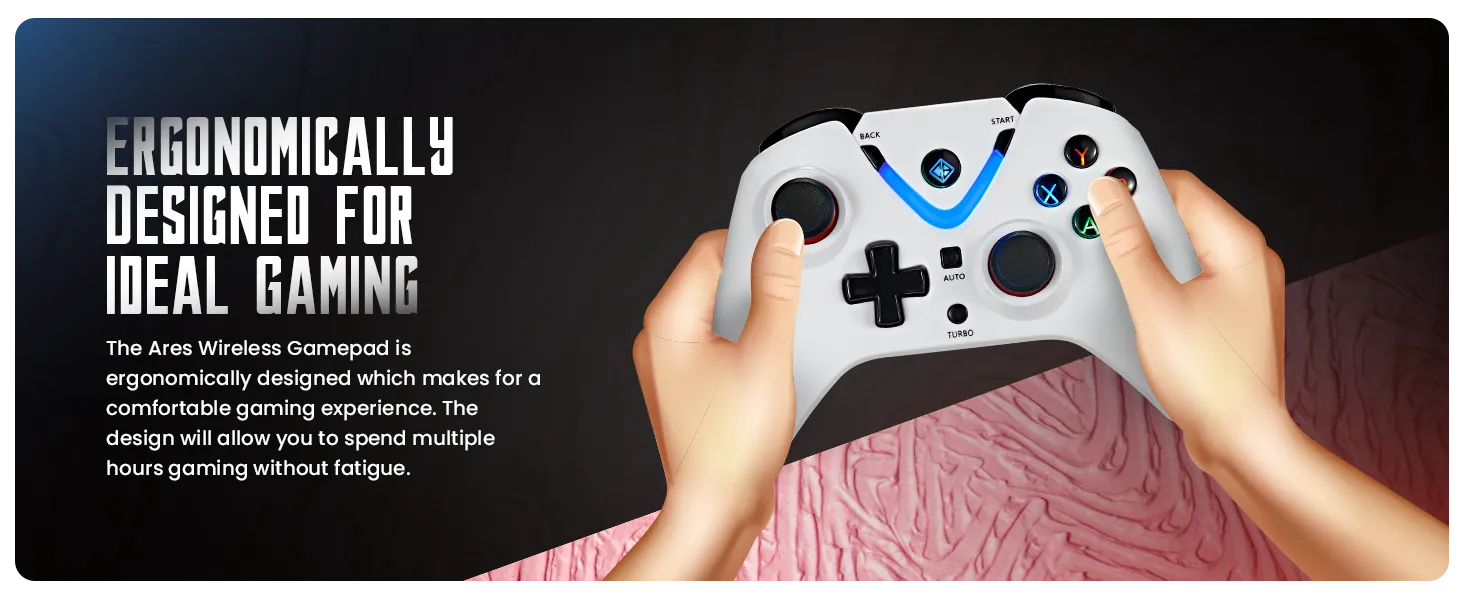 Cosmic Byte ARES Wireless Controller for PC, Magnetic Triggers, Accurate Joysticks, Dual Vibration, Backit LED Buttons, USB Extension Cable (White) overview 3