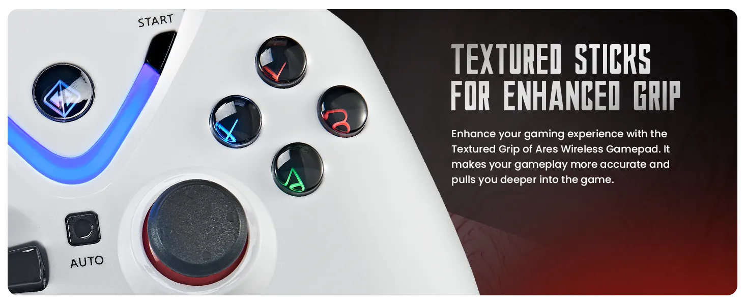 Cosmic Byte ARES Wireless Controller for PC, Magnetic Triggers, Accurate Joysticks, Dual Vibration, Backit LED Buttons, USB Extension Cable (White) overview 4