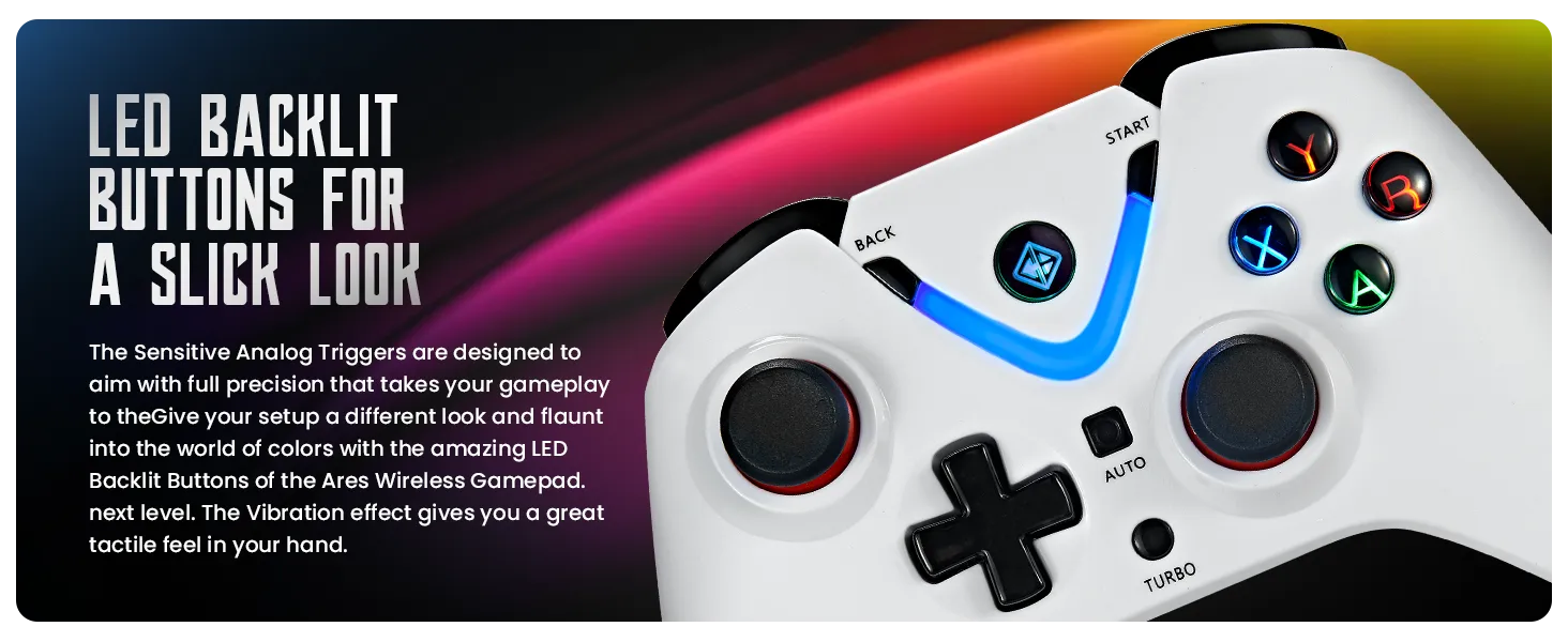 Cosmic Byte ARES Wireless Controller for PC, Magnetic Triggers, Accurate Joysticks, Dual Vibration, Backit LED Buttons, USB Extension Cable (White) overview 7