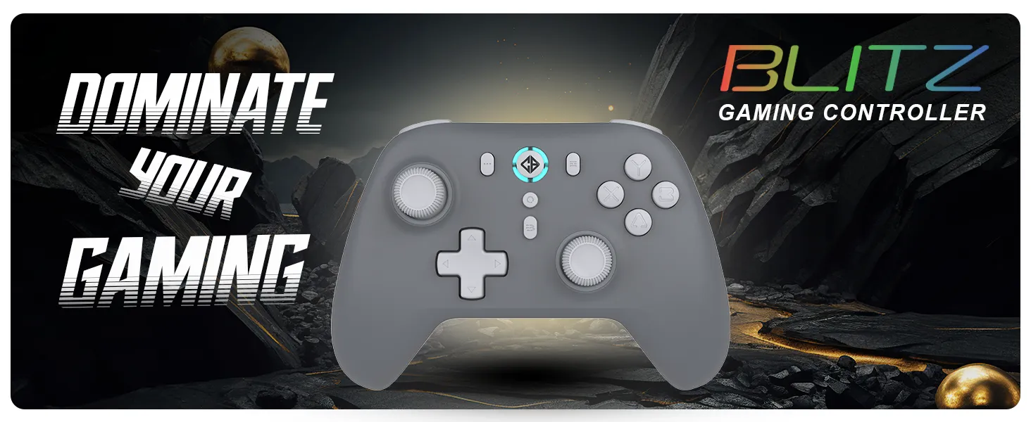 Cosmic Byte Blitz Wireless + Wired Controller for PC, Hall Effect Joystick & Triggers, 1000Hz Polling Rate, Adjustable Vibration, Turbo & Auto Turbo (Grey) overview 1