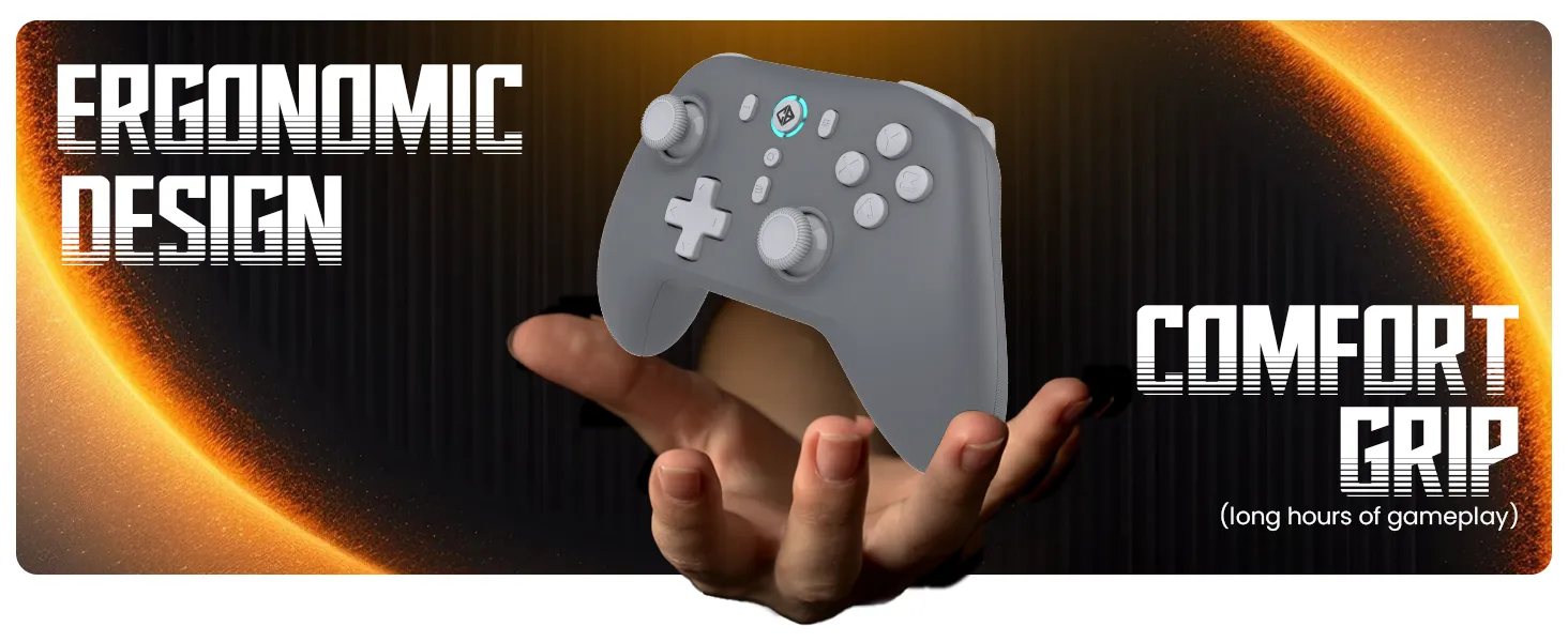Cosmic Byte Blitz Wireless + Wired Controller for PC, Hall Effect Joystick & Triggers, 1000Hz Polling Rate, Adjustable Vibration, Turbo & Auto Turbo (Grey) overview 10