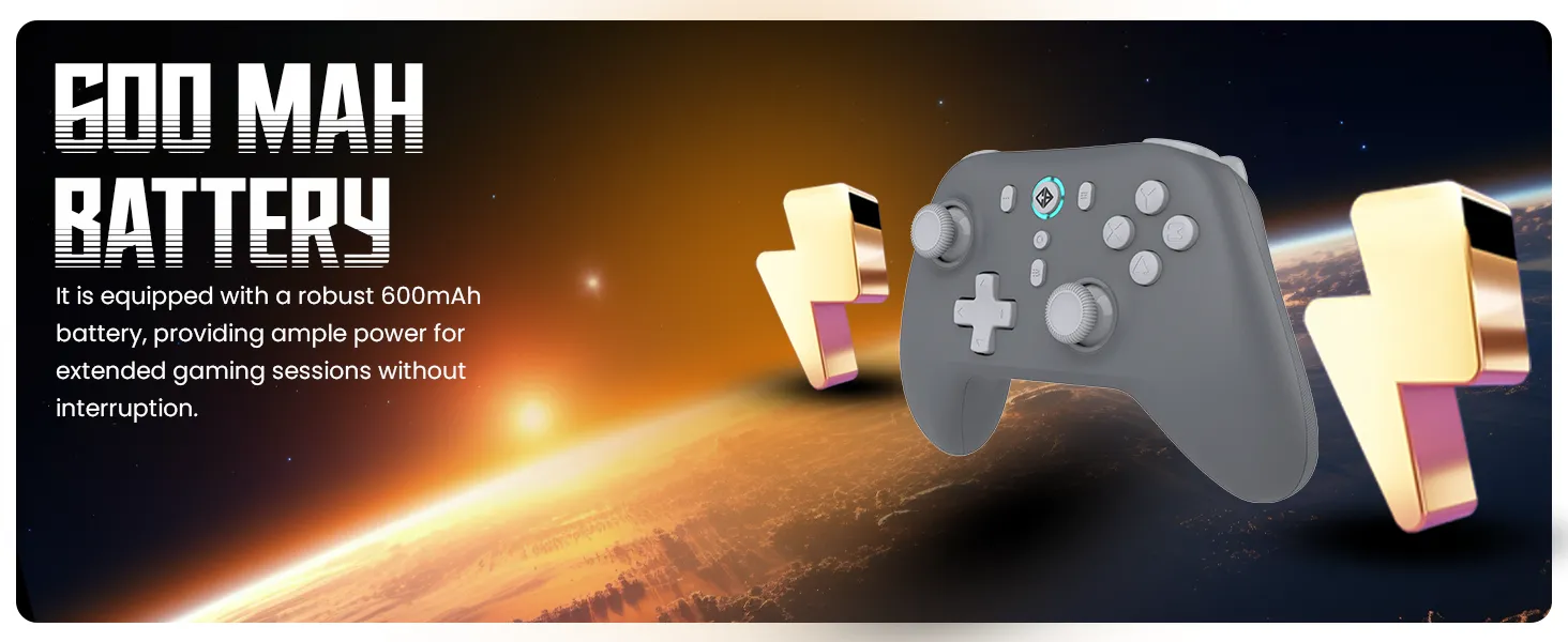 Cosmic Byte Blitz Wireless + Wired Controller for PC, Hall Effect Joystick & Triggers, 1000Hz Polling Rate, Adjustable Vibration, Turbo & Auto Turbo (Grey) overview 3