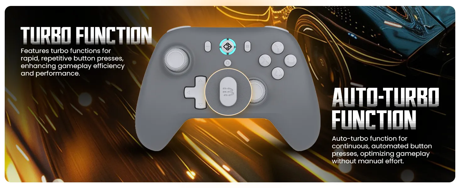 Cosmic Byte Blitz Wireless + Wired Controller for PC, Hall Effect Joystick & Triggers, 1000Hz Polling Rate, Adjustable Vibration, Turbo & Auto Turbo (Grey) overview 5