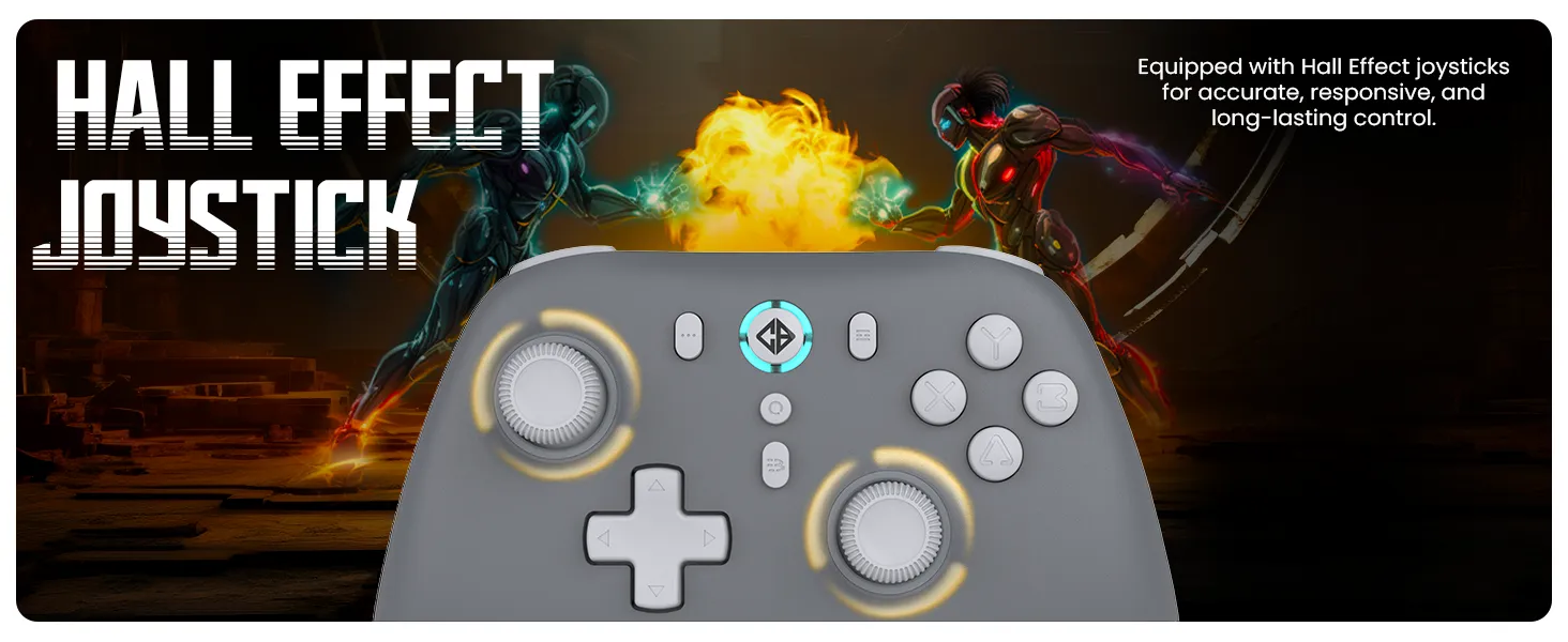 Cosmic Byte Blitz Wireless + Wired Controller for PC, Hall Effect Joystick & Triggers, 1000Hz Polling Rate, Adjustable Vibration, Turbo & Auto Turbo (Grey) overview 6
