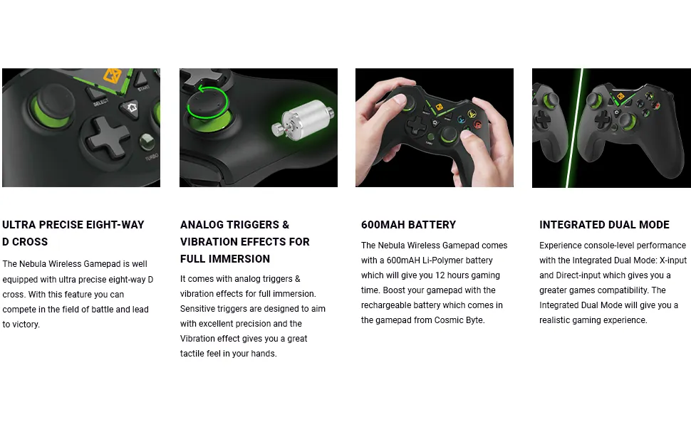 Cosmic Byte C3070W Nebula 2.4G Wireless Gamepad (Black) overview 4