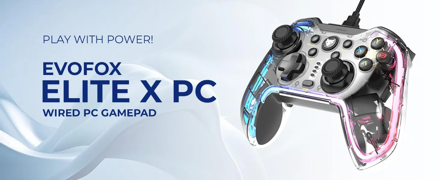 EvoFox Elite X RGB Wired Gaming Controller for PC - (Transparent) overview 1