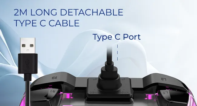 EvoFox Elite X RGB Wired Gaming Controller for PC - (Transparent) overview 9