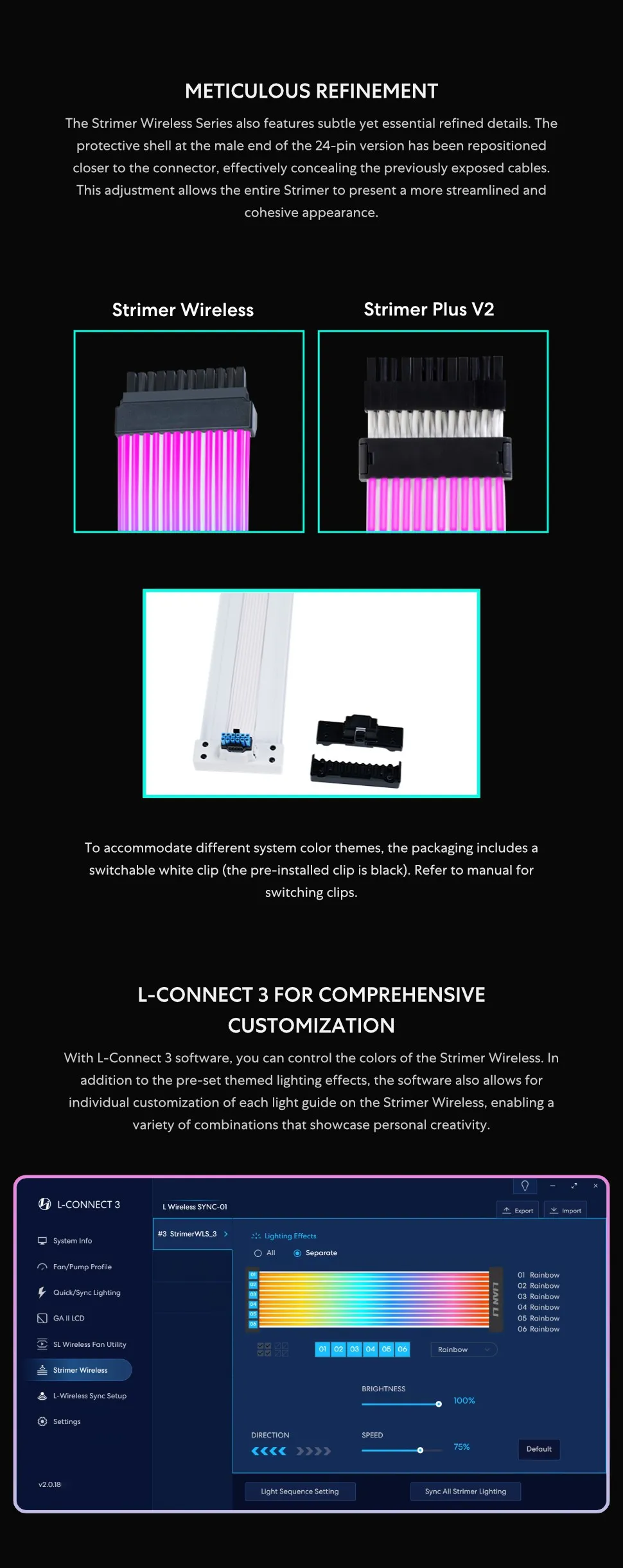 Lian Li Strimer Wireless 24-Pin ARGB Motherboard Extension Cable with L-Wireless Controller overview 9
