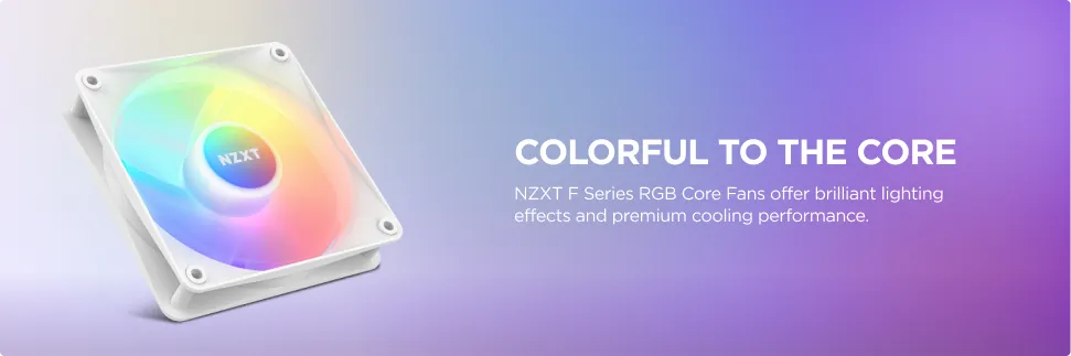 NZXT F120 RGB Core 120mm Cabinet Fan With RGB Controller - White (Triple Pack) overview 1