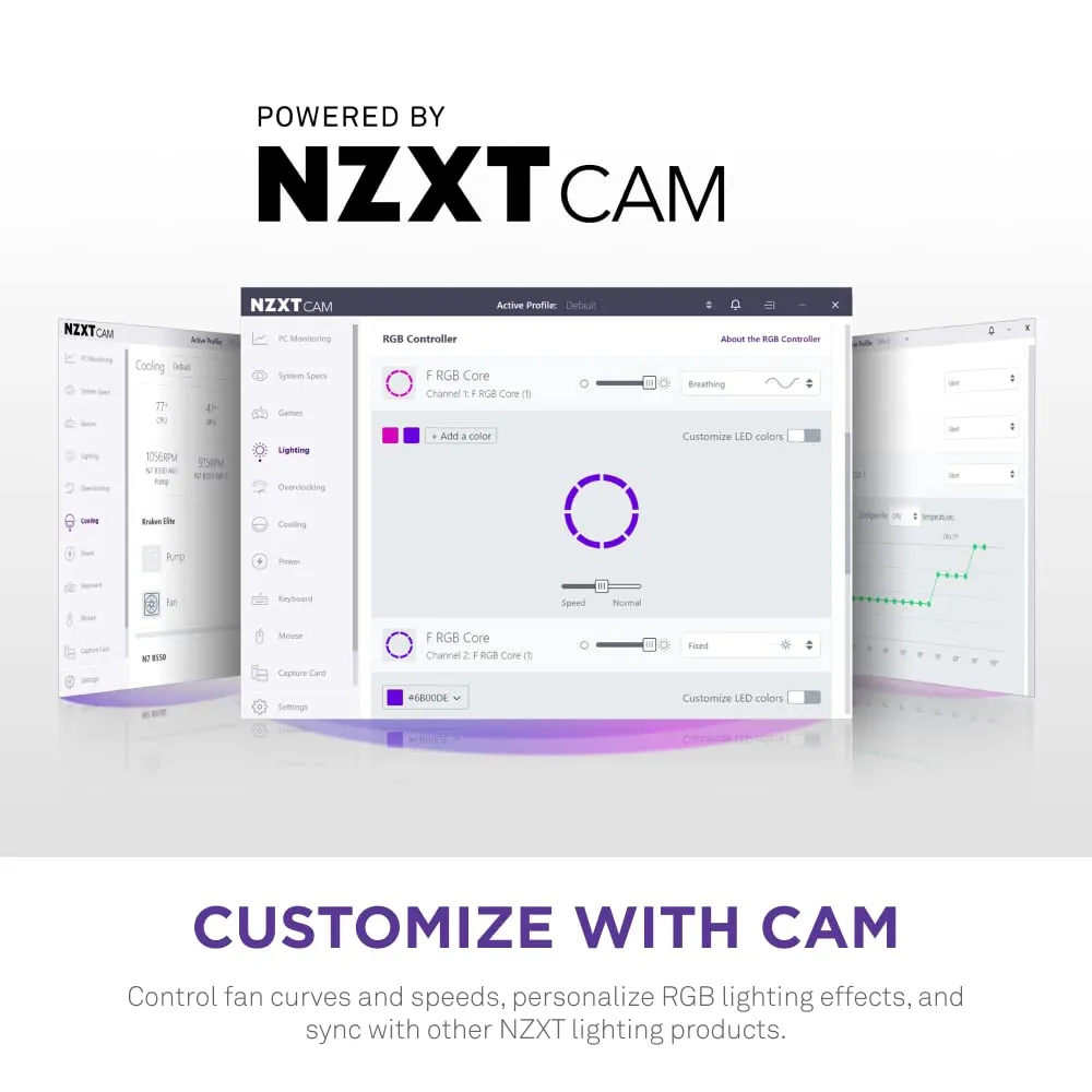 NZXT F120 RGB Core 120mm Cabinet Fan With RGB Controller - White (Triple Pack) overview 10