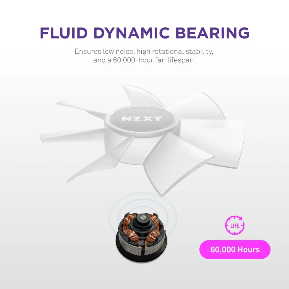 NZXT F120 RGB Core 120mm Cabinet Fan With RGB Controller - White (Triple Pack) overview 7