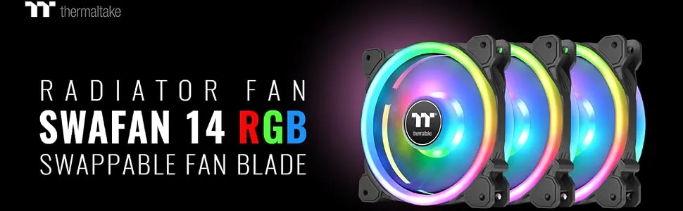 Thermaltake Swafan EX12 RGB 120mm Cabinet Fan With Controller - Black (Triple Pack) overview 1