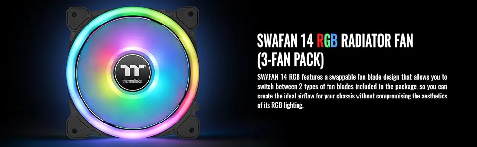 Thermaltake Swafan EX12 RGB 120mm Cabinet Fan With Controller - Black (Triple Pack) overview 2