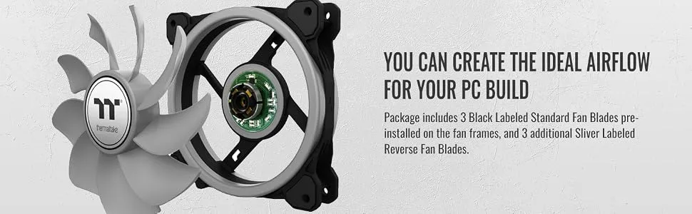 Thermaltake Swafan EX12 RGB 120mm Cabinet Fan With Controller - Black (Triple Pack) overview 4