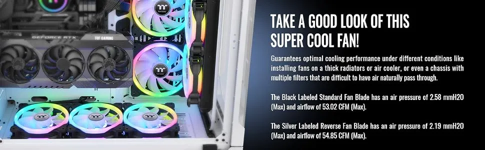 Thermaltake Swafan EX12 RGB 120mm Cabinet Fan With Controller - Black (Triple Pack) overview 6