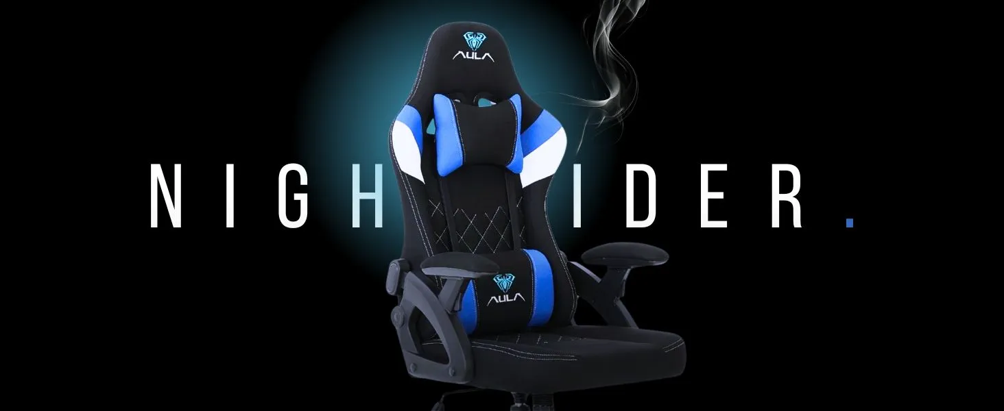 AULA F016 Ergonomic Premium Gaming & Computer Chair | Adjustable Nylon Armrests With Soft Pad | Locking-Tilt Function, Gas Lift Function | Black+Blue (F016BU) overview 3