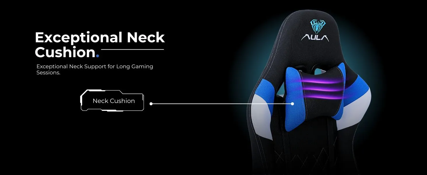 AULA F016 Ergonomic Premium Gaming & Computer Chair | Adjustable Nylon Armrests With Soft Pad | Locking-Tilt Function, Gas Lift Function | Black+Blue (F016BU) overview 5
