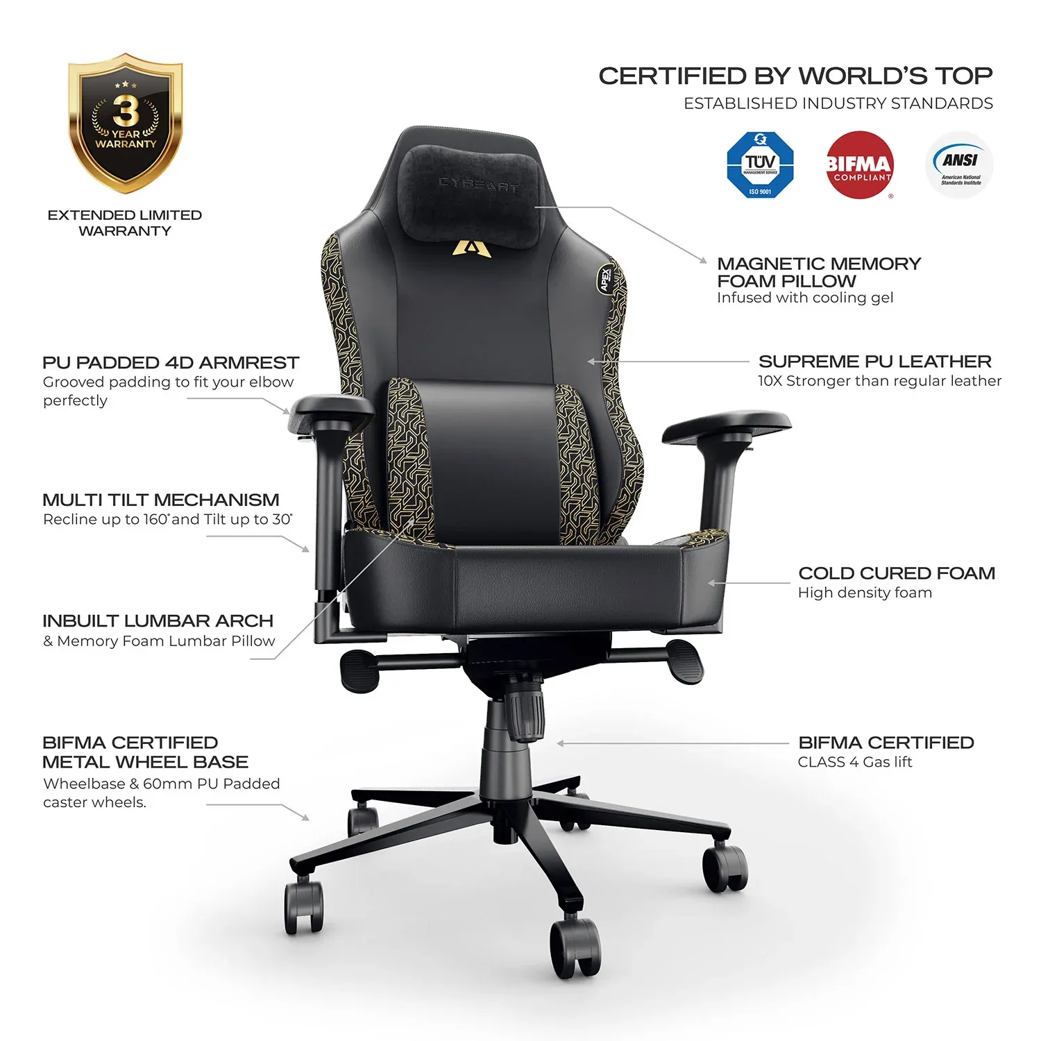 Cybeart Apex NEO Series - Imperial Edition Gaming Chair overview 9