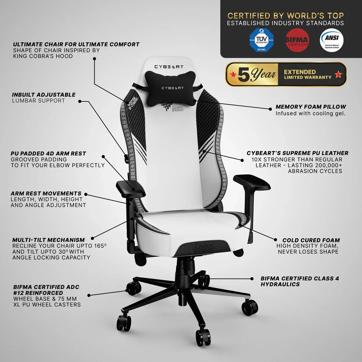 Cybeart House Stark Gaming Chair overview 11