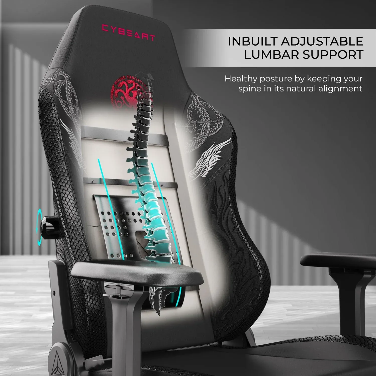 Cybeart House Targaryen Gaming Chair overview 5