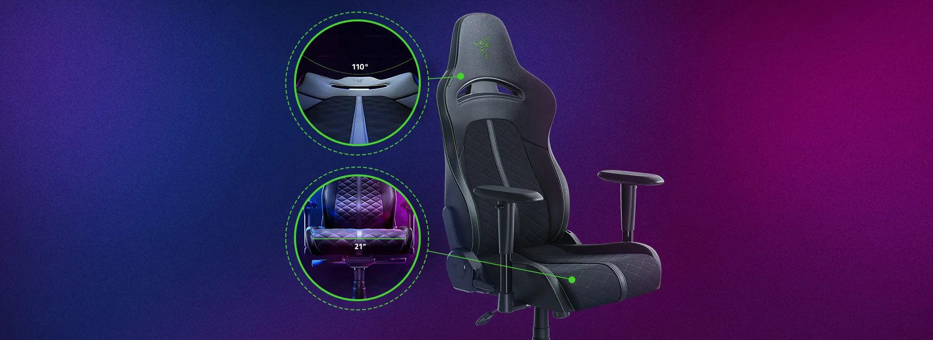 Razer Enki X Essential Gaming Chair for All-Day Comfort, Black & Green overview 1