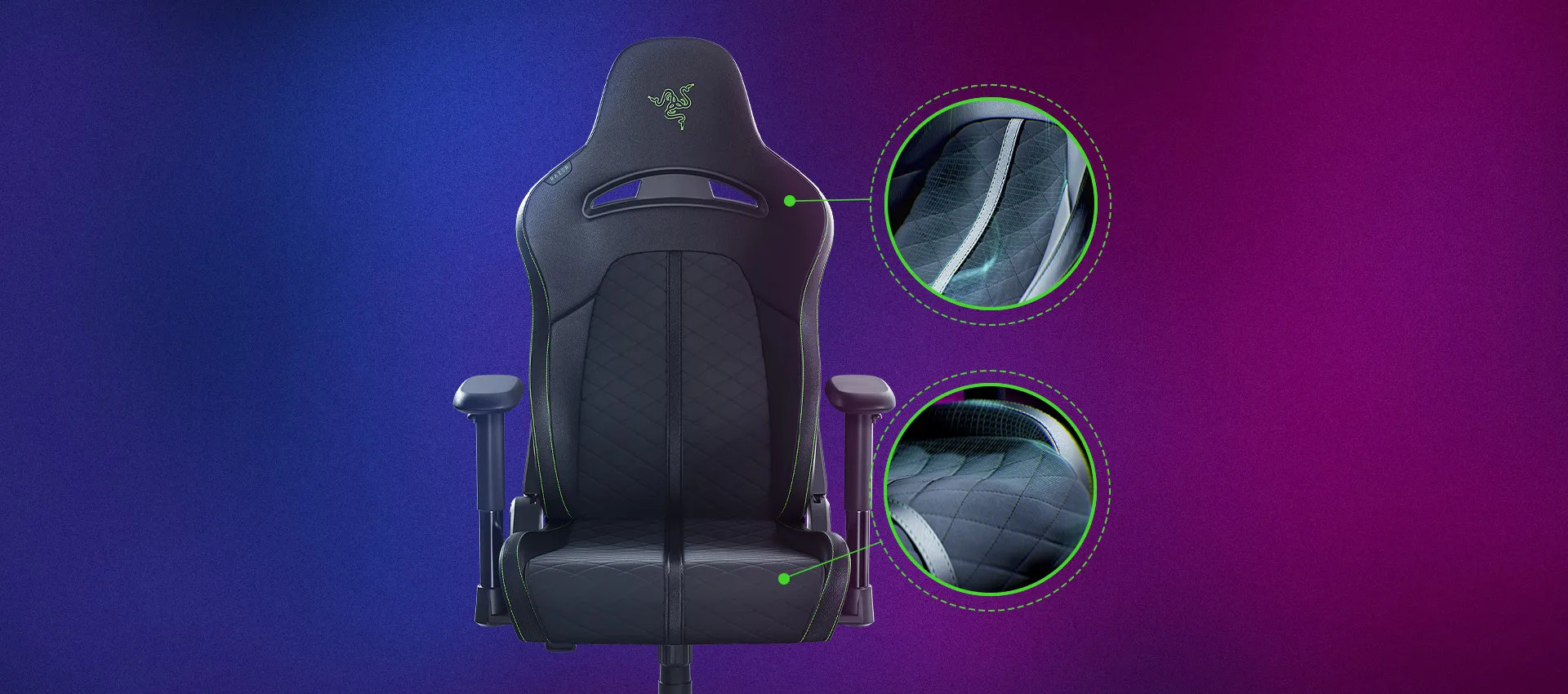 Razer Enki X Essential Gaming Chair for All-Day Comfort, Black & Green overview 4