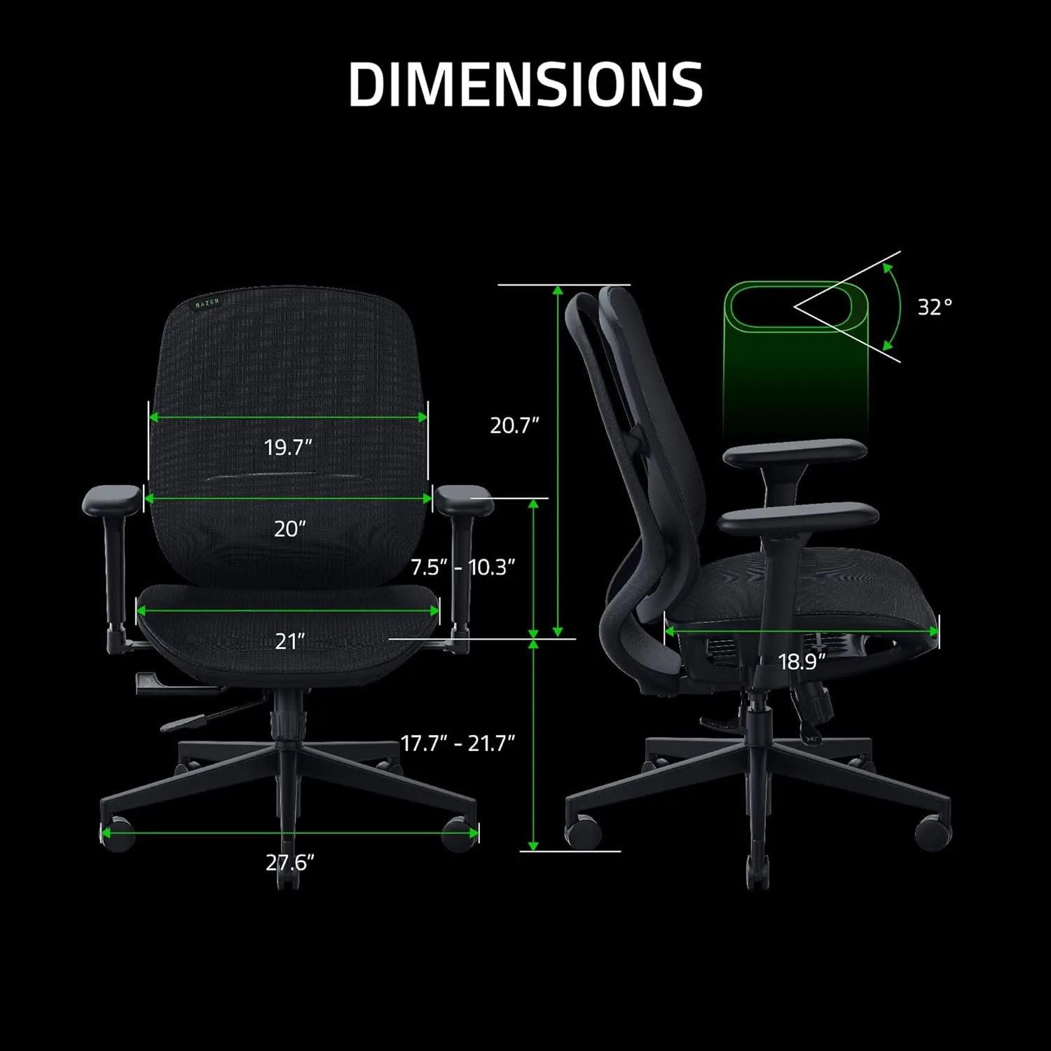 Razer Fujin Mesh Ergonomic Gaming Chair (Black) overview 1
