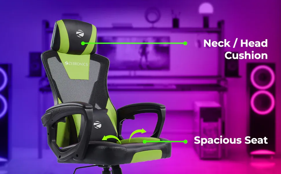 ZEBRONICS GC1400 Gaming Chair with 360° Swivels & Casters (Red) overview 2