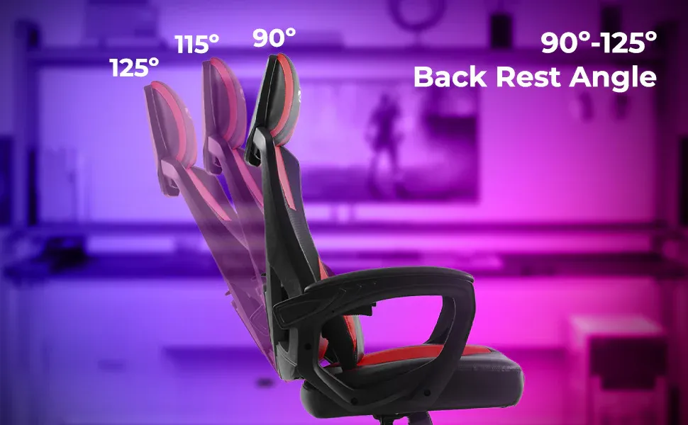 ZEBRONICS GC1400 Gaming Chair with 360° Swivels & Casters (Red) overview 3