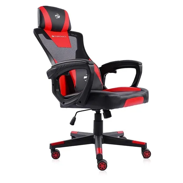 ZEBRONICS GC1400 Gaming Chair with 360° Swivels & Casters (Red)