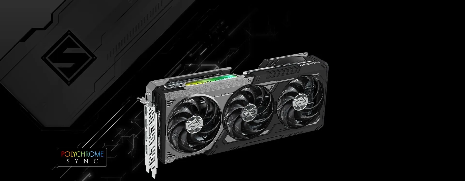 ASRock RX 9070 XT Steel Legend Dark 16GB Graphics Card overview 1