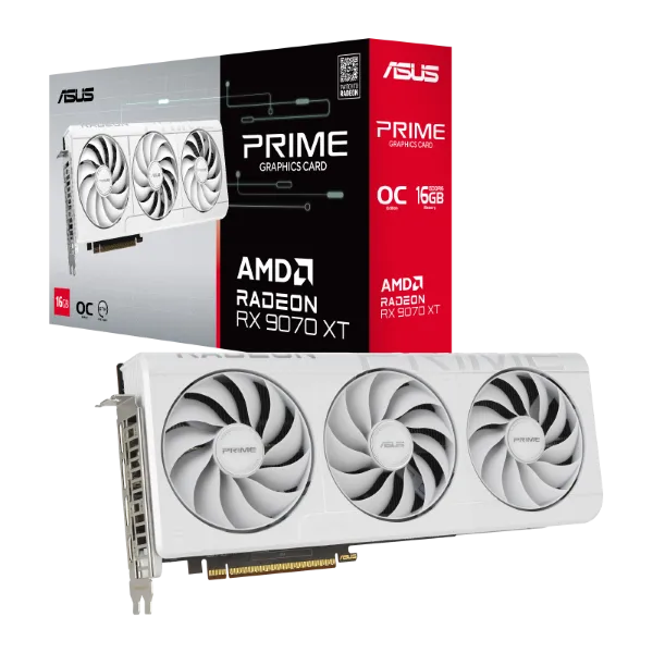 ASUS Prime AMD Radeon RX 9070 XT OC Edition White 16GB GDDR6 Graphics Card